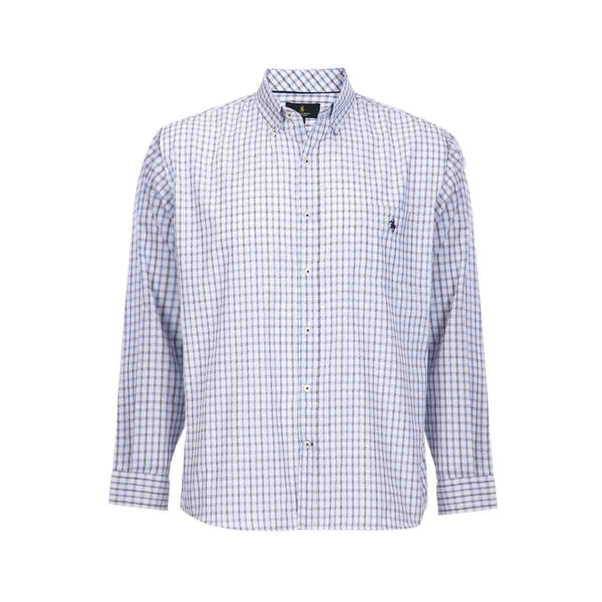 Camisa Manga Larga Cuadro Azul Polo Club
