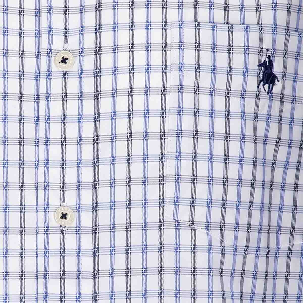 Camisa Manga Larga Cuadro Azul Polo Club