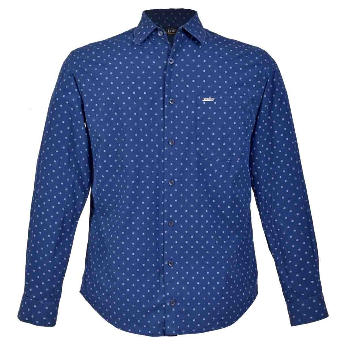 Camisa Fitted Manga Larga Marino Lee