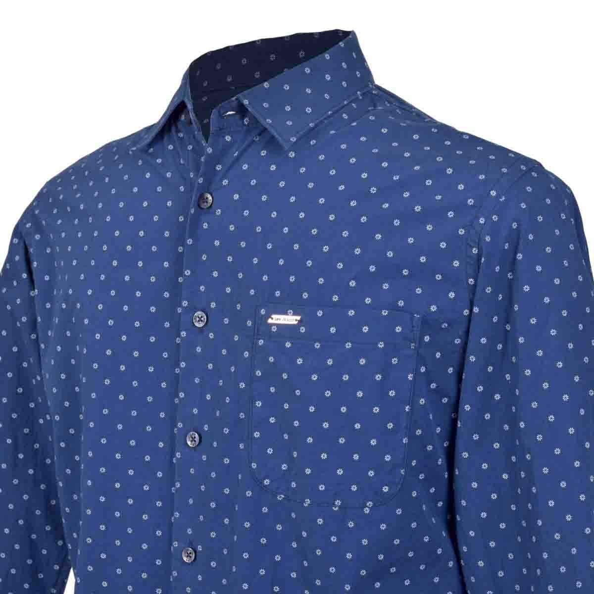 Camisa Fitted Manga Larga Marino Lee