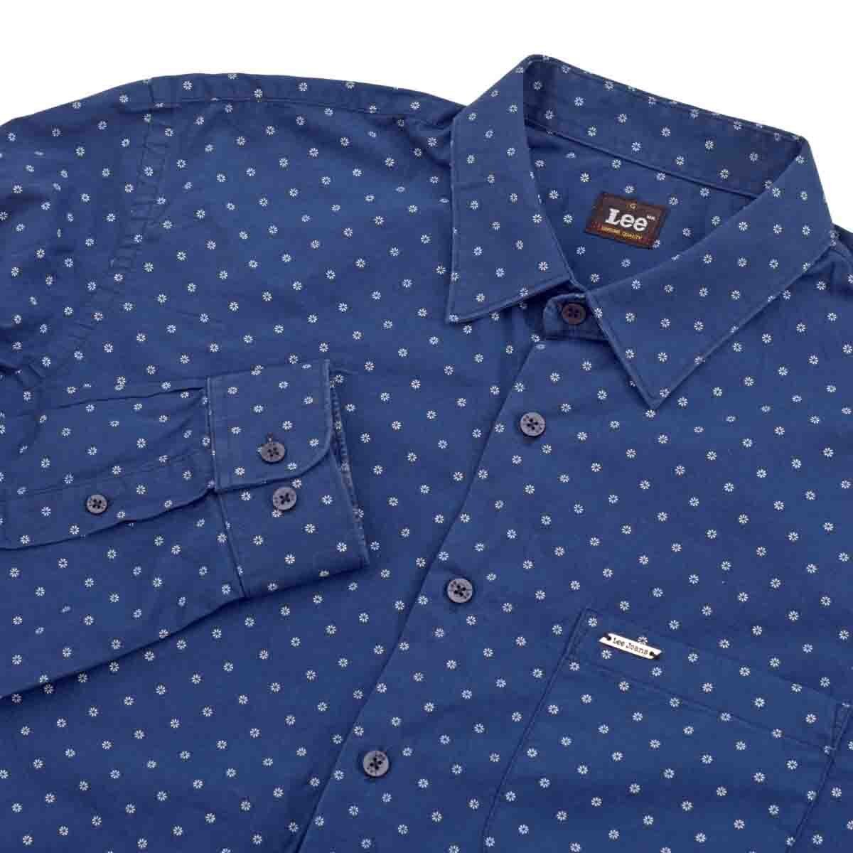 Camisa Fitted Manga Larga Marino Lee