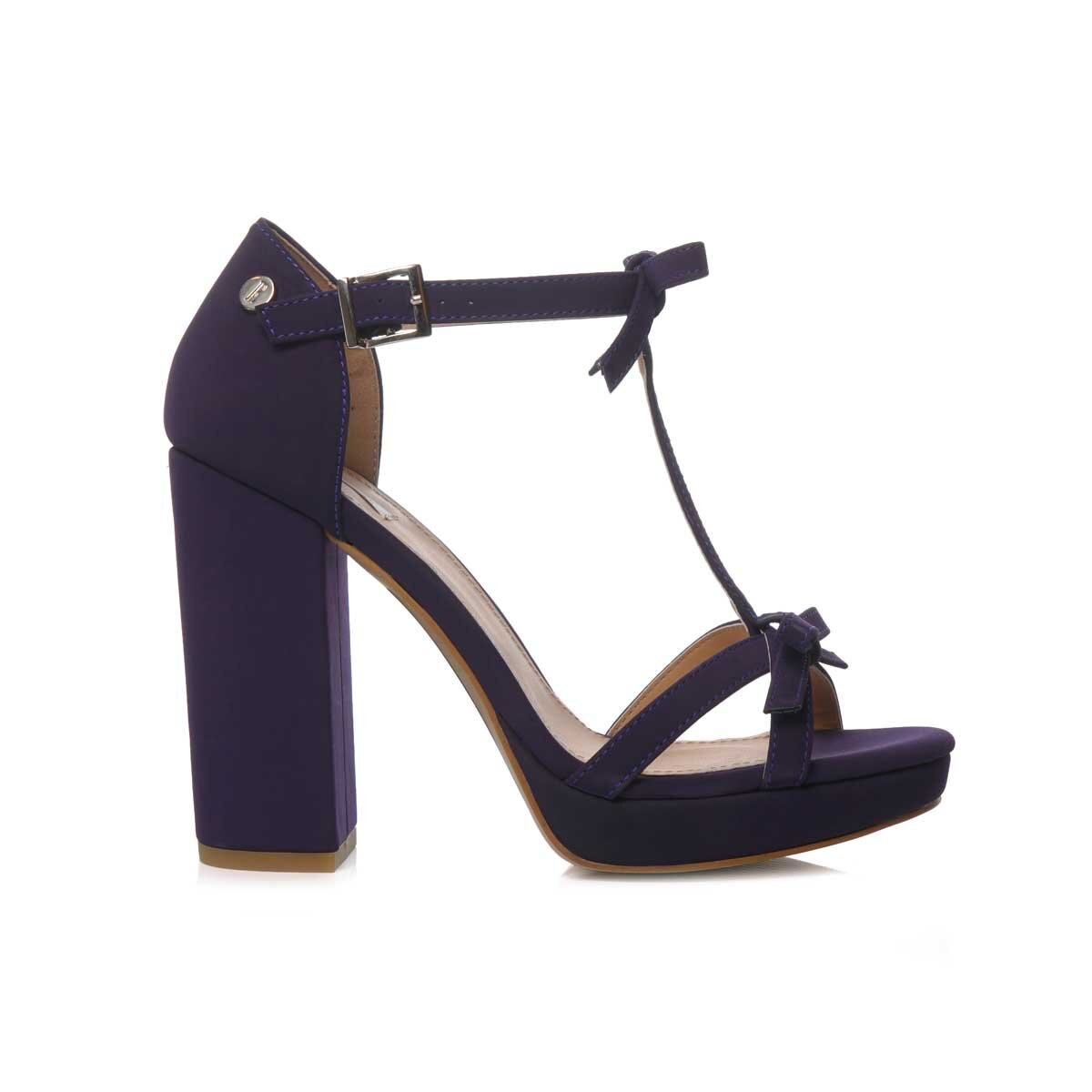 Zapatilla Morada Ajuste T con Doble Moño Elle