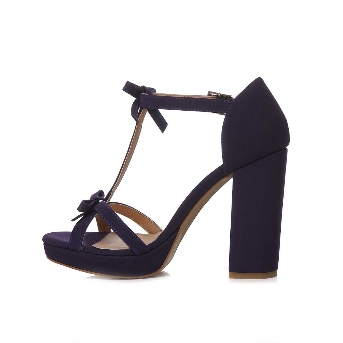 Zapatilla Morada Ajuste T con Doble Moño Elle