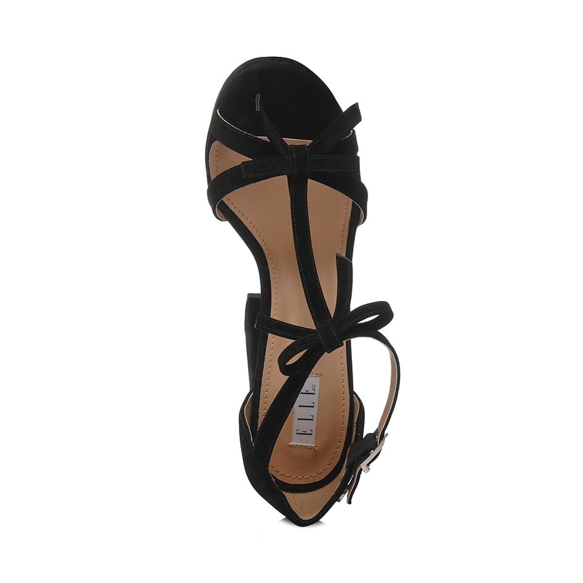 Zapatilla Negra Ajuste T con Doble Moño Elle