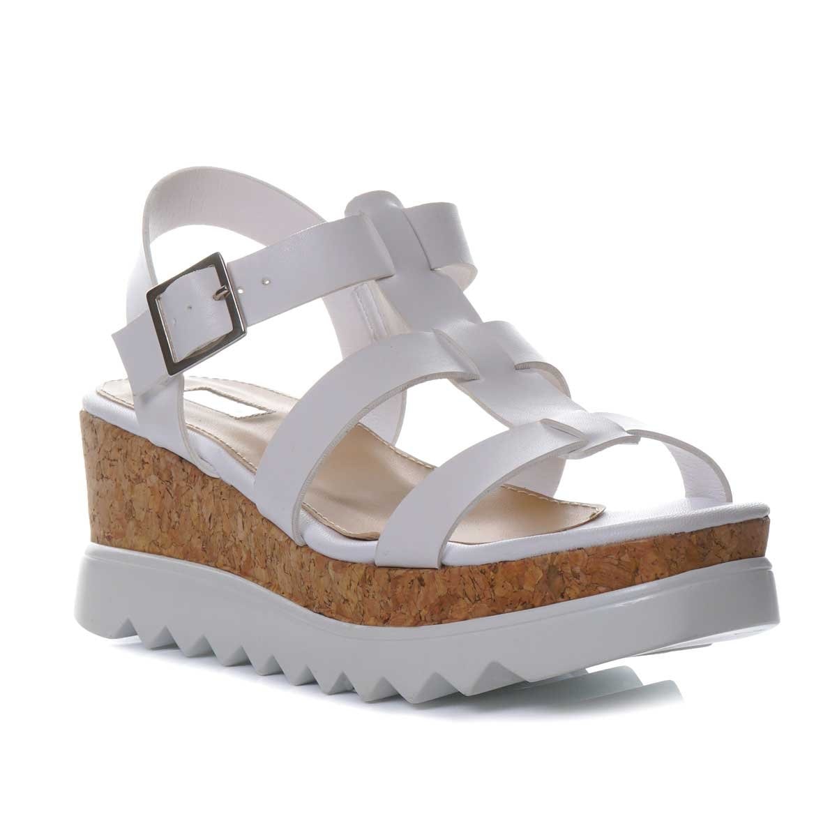 Sandalia Blanca con Plataforma de Corcho Xoxo