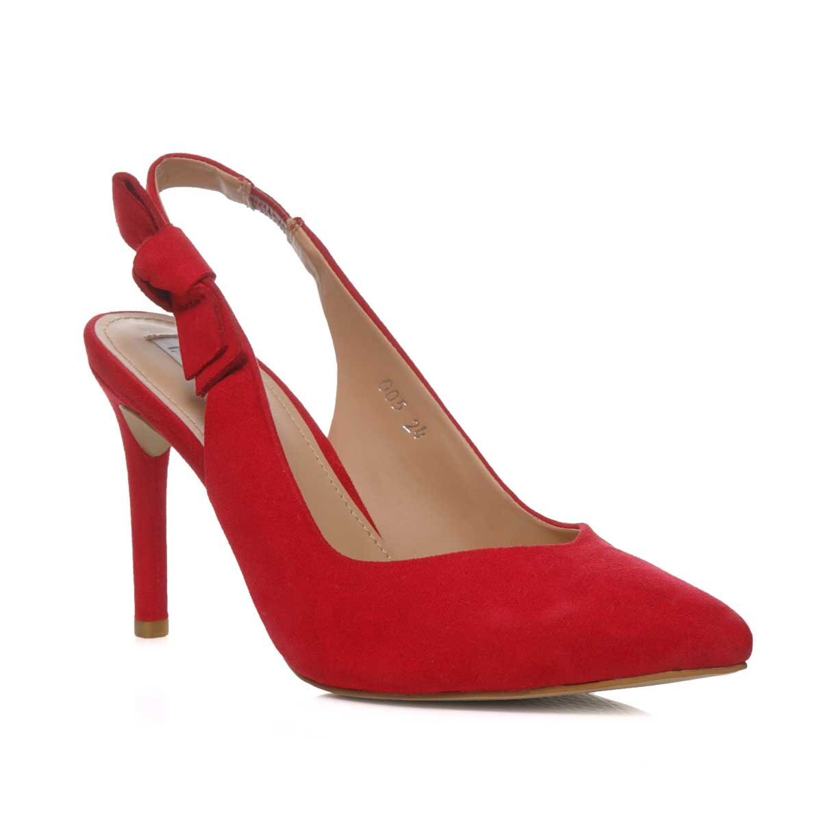 Zapatilla Roja Puntal Destalonada con Moño Elle