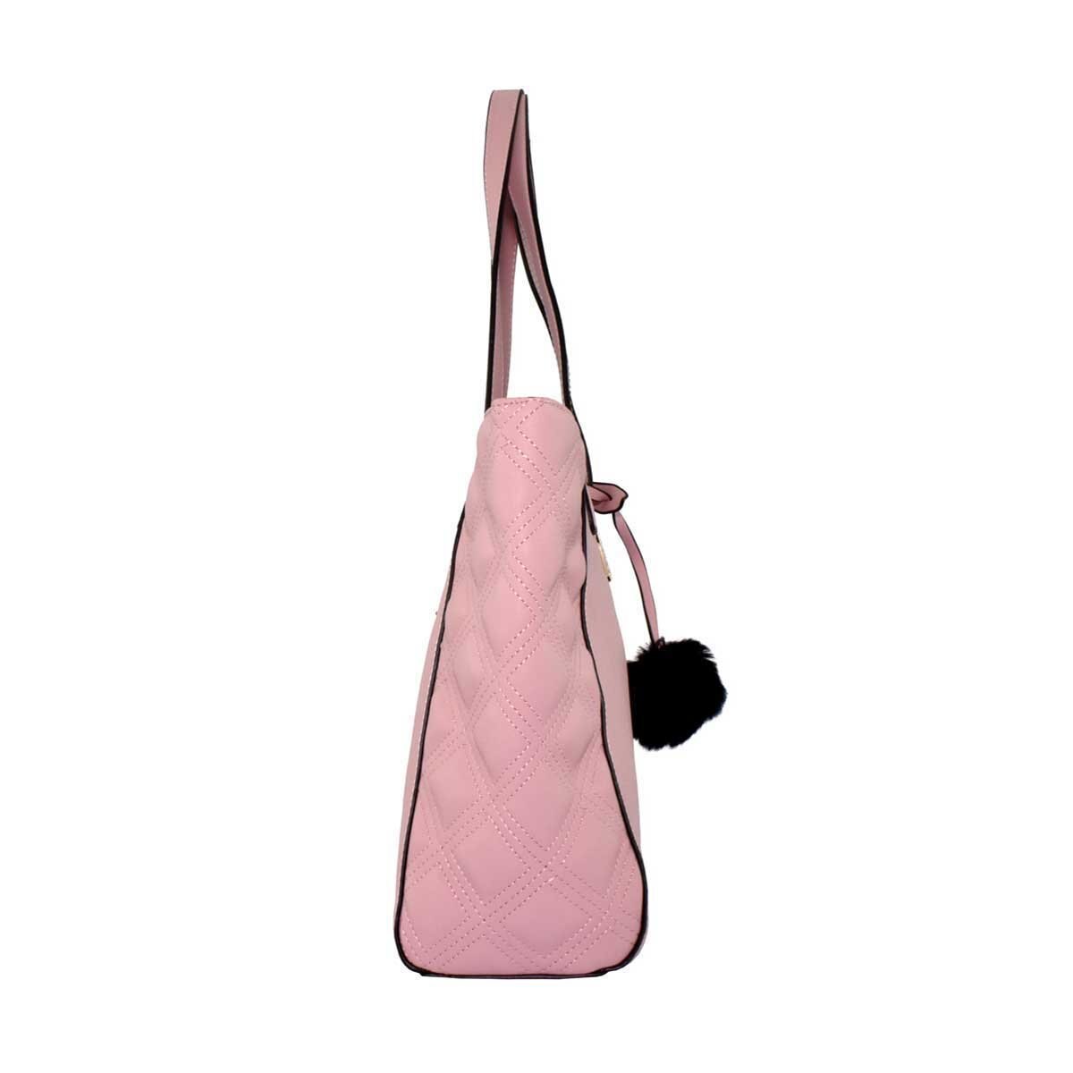 Bolso Tipo Tote Rosa Capitonado Baby Pat