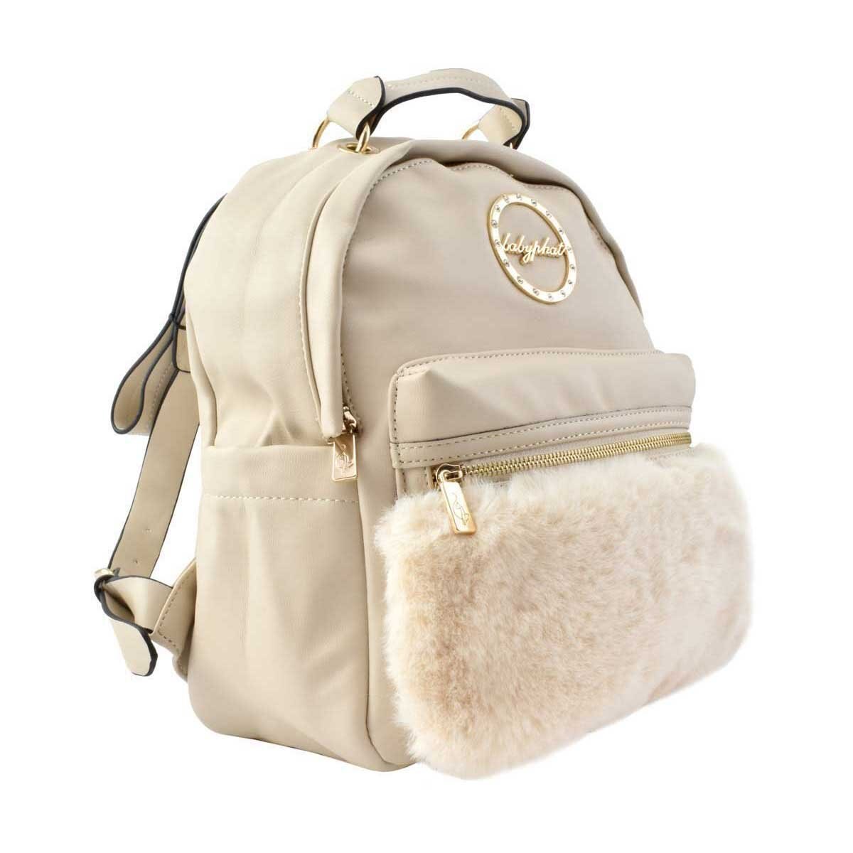 Backpack Beige con Textura de Peluche Baby Phat