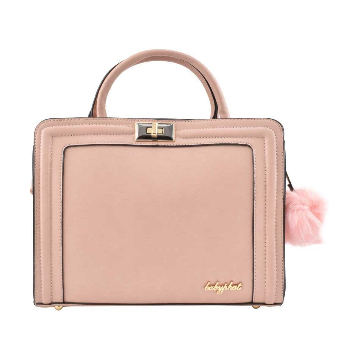 Bolso Tipo Maletín Color Rosa con Detalles Dorados Baby Pat