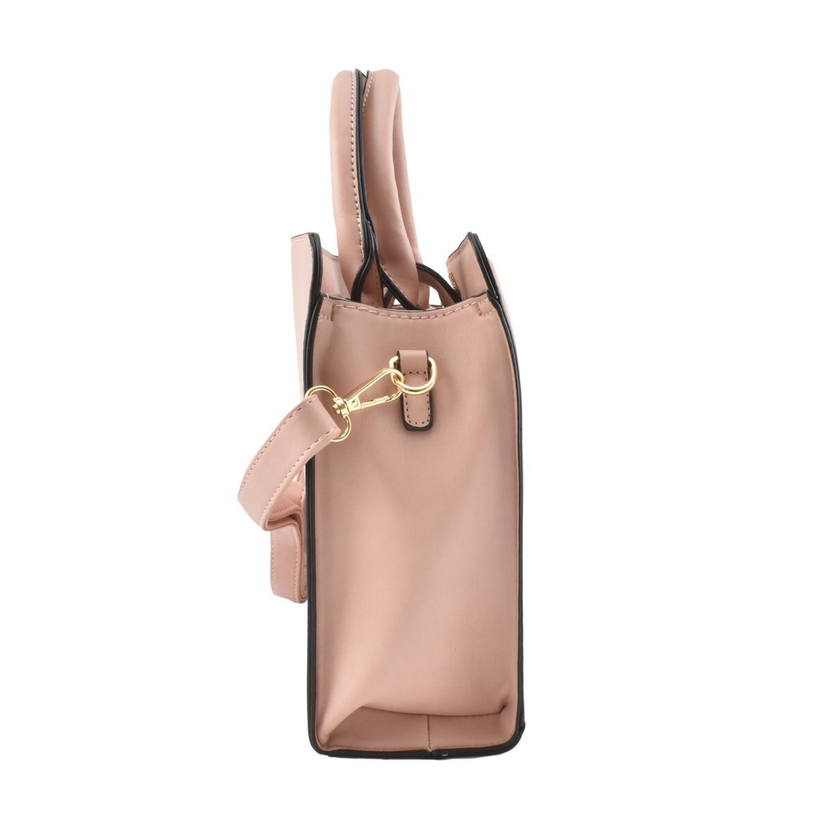 Bolso Tipo Maletín Color Rosa con Detalles Dorados Baby Pat