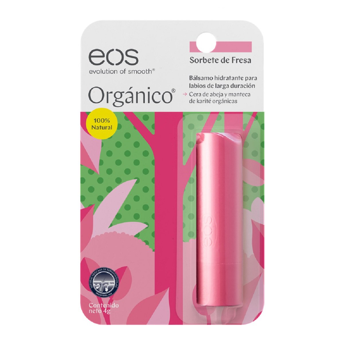 Bálsamo Orgánico para Labios Sorbete de Fresa Eos