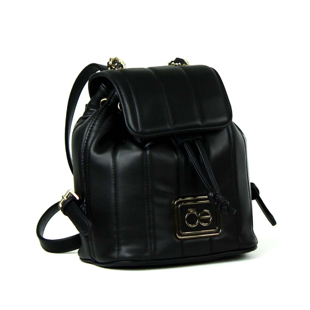 Backpack Negra con Asa de Cadena Cloe
