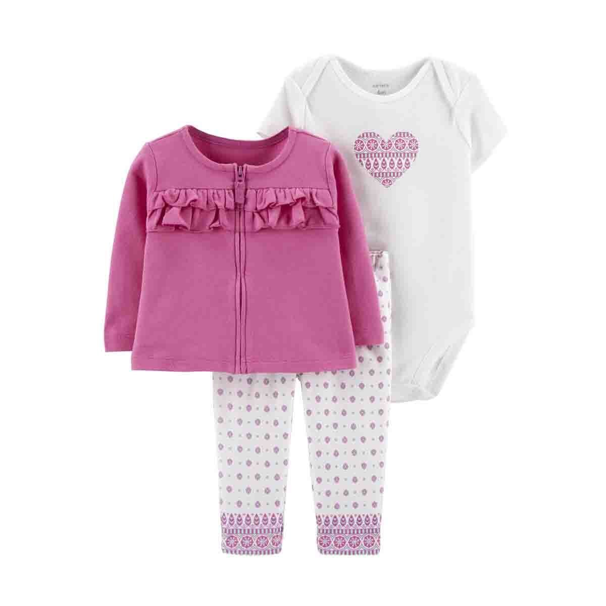 Set de Pantalón, Body y Chaqueta Color Rosa Carters