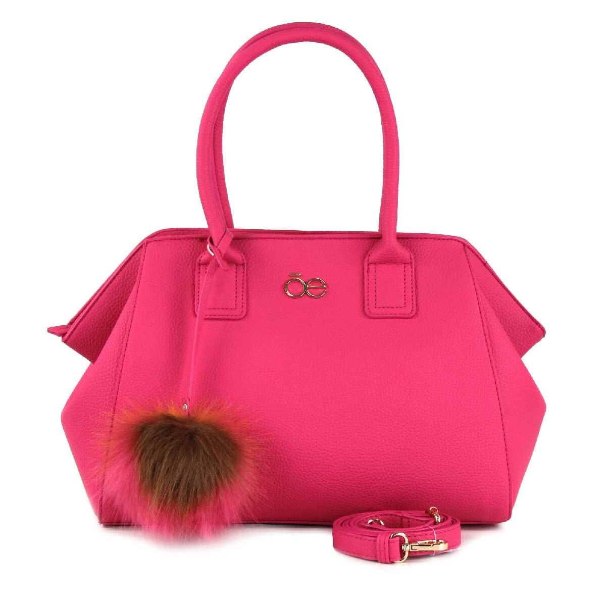 Bolso Satche Rosa con el Colgante en Pelo Cloe