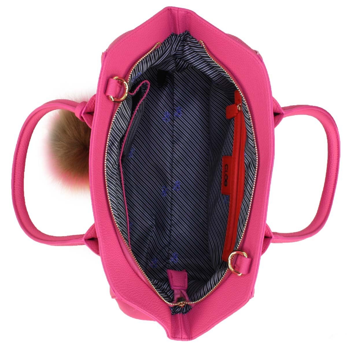 Bolso Satche Rosa con el Colgante en Pelo Cloe