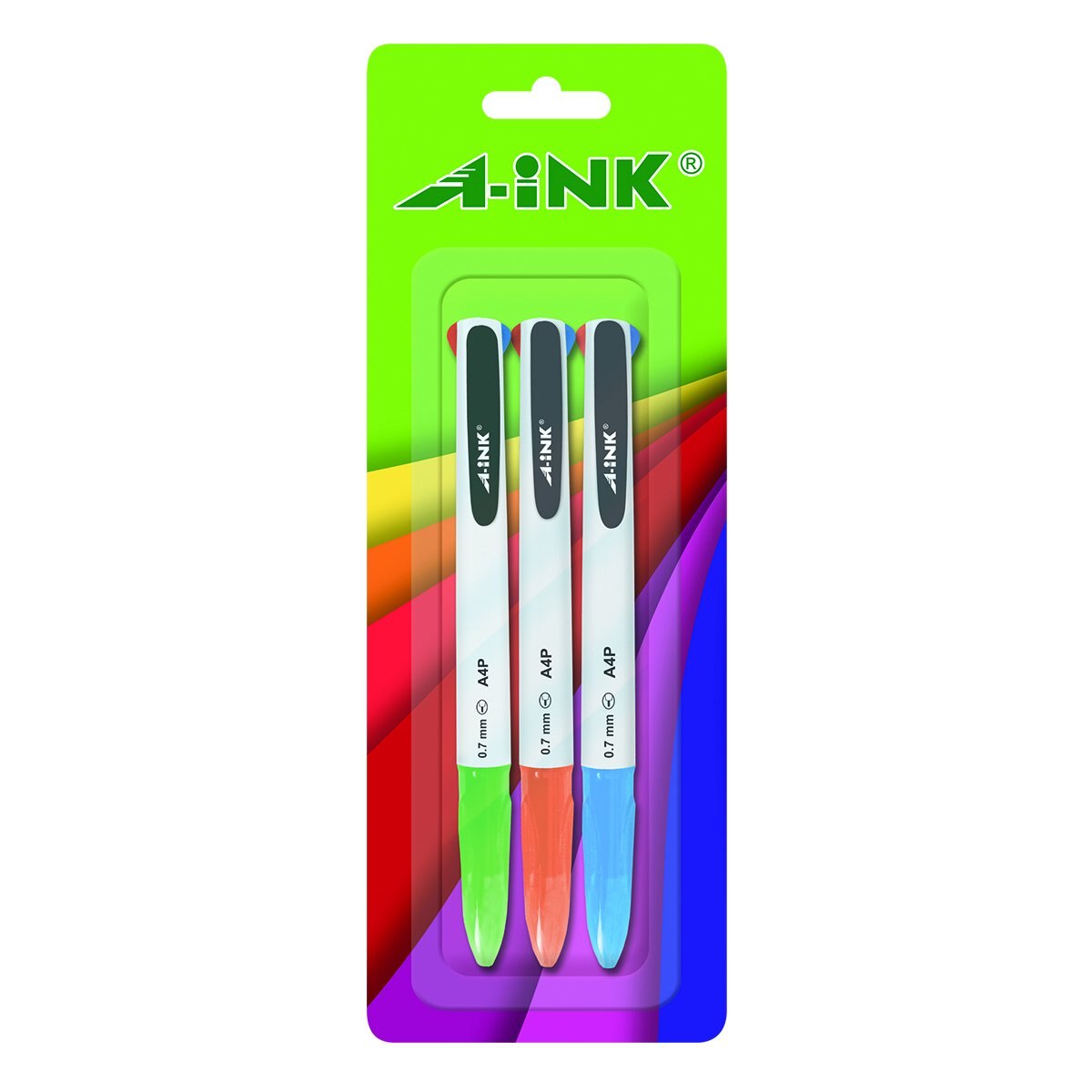 Bolígrafos Retractiles de 4 Colores en 1 Blister con 3 Piezas Aink