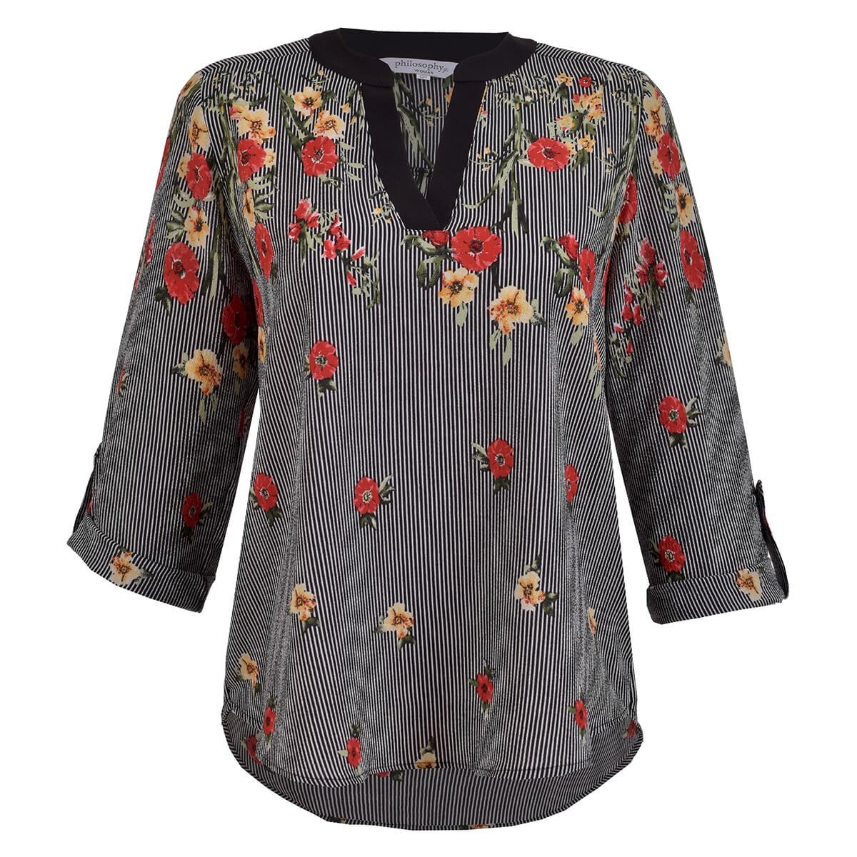 Blusa Estampada Manga 3/4 Cuello Mao en V Philosophy Jr. Woman