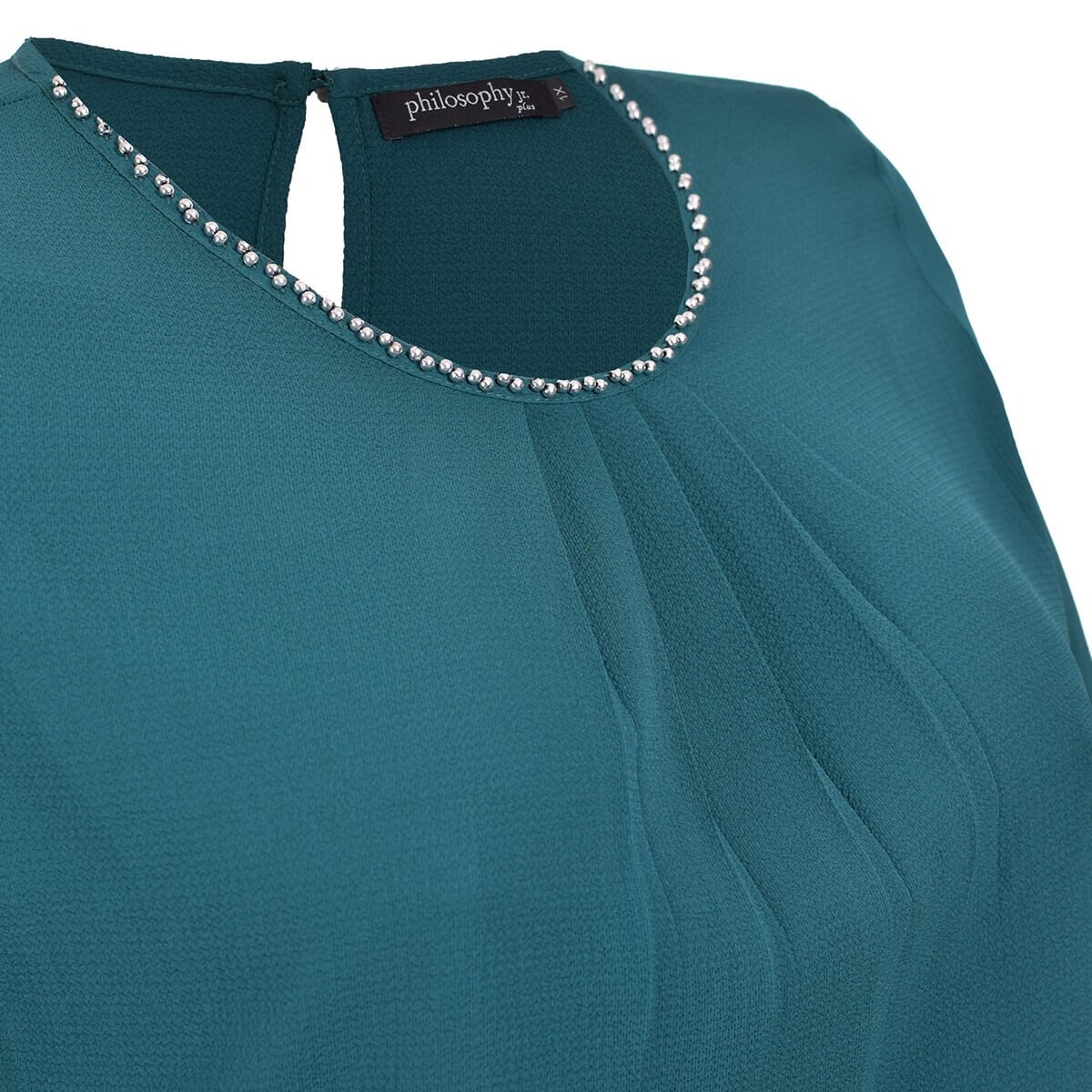 Blusa Manga 3/4 con Collar Talle Plisado
