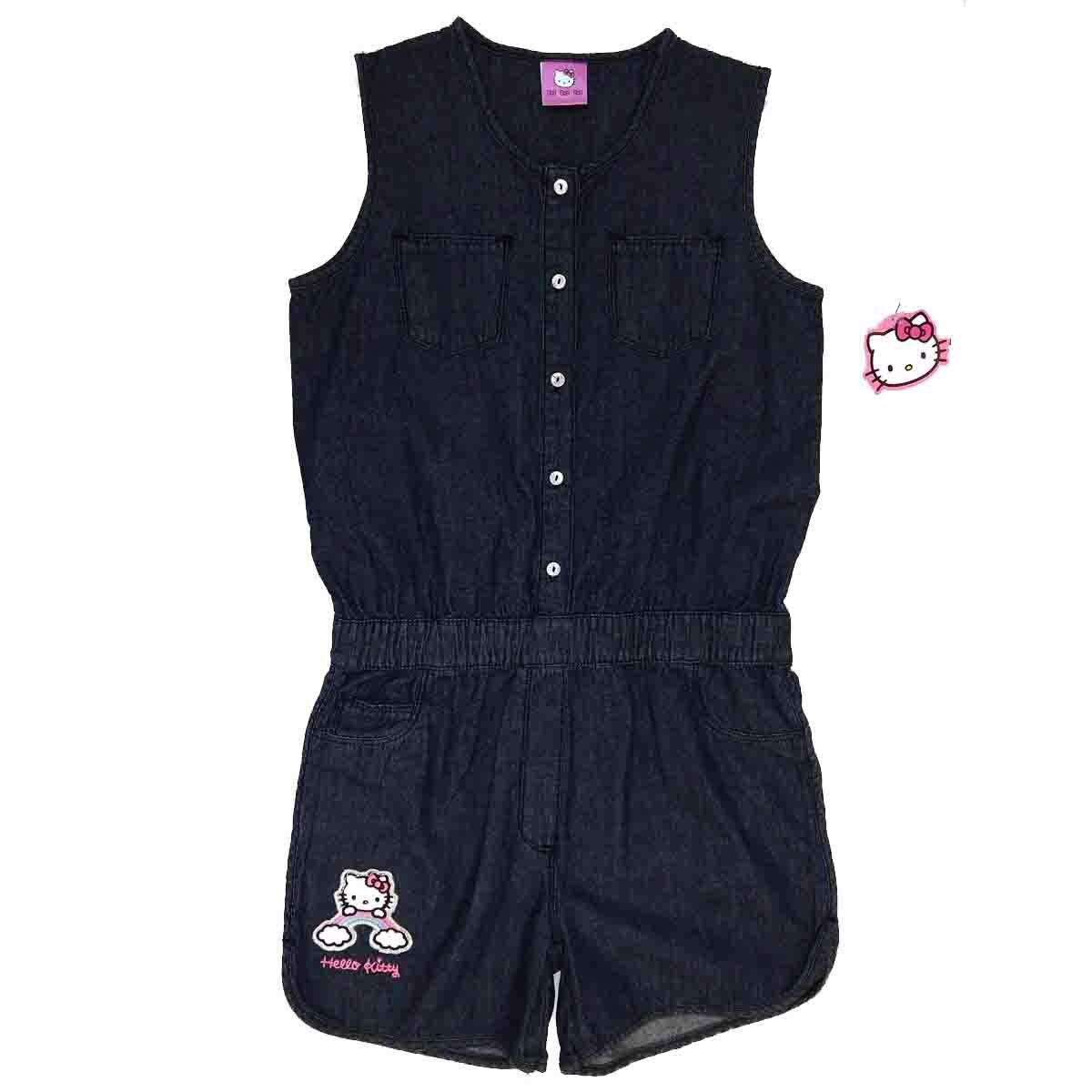 Romper de Mezclilla con Bordado Hello Kitty