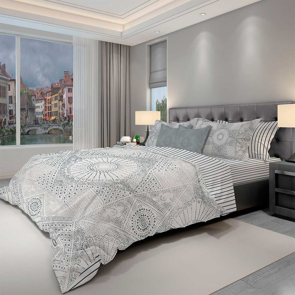 Paquete de Cama Iroel Gris Home Nature - Matrimonial / Queen Size