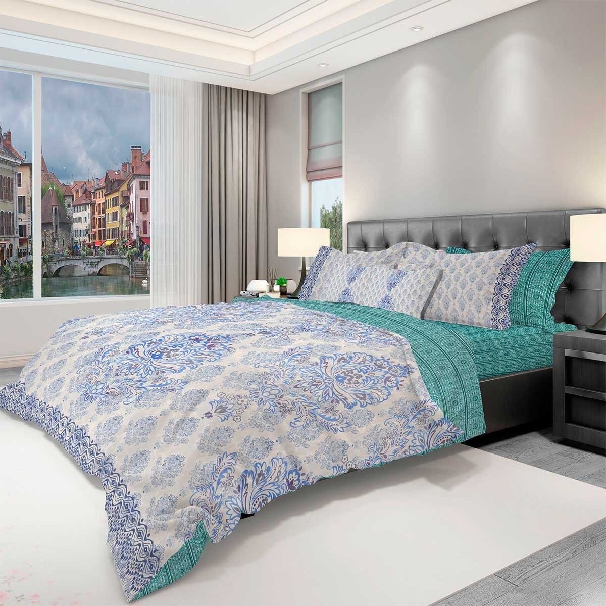 Paquete de Cama Vera Azul Inbed - Matrimonial / Queen Size