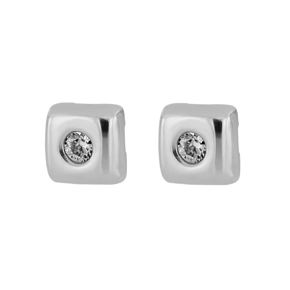 Broqueles Oro Blanco Forma Cuadrada Romanza