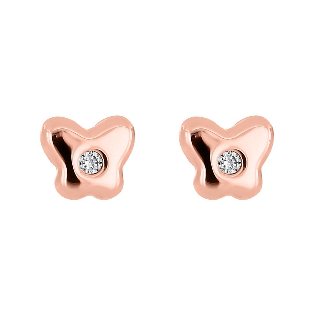 Broqueles de Oro Rosa con Forma de Mariposa Romanza