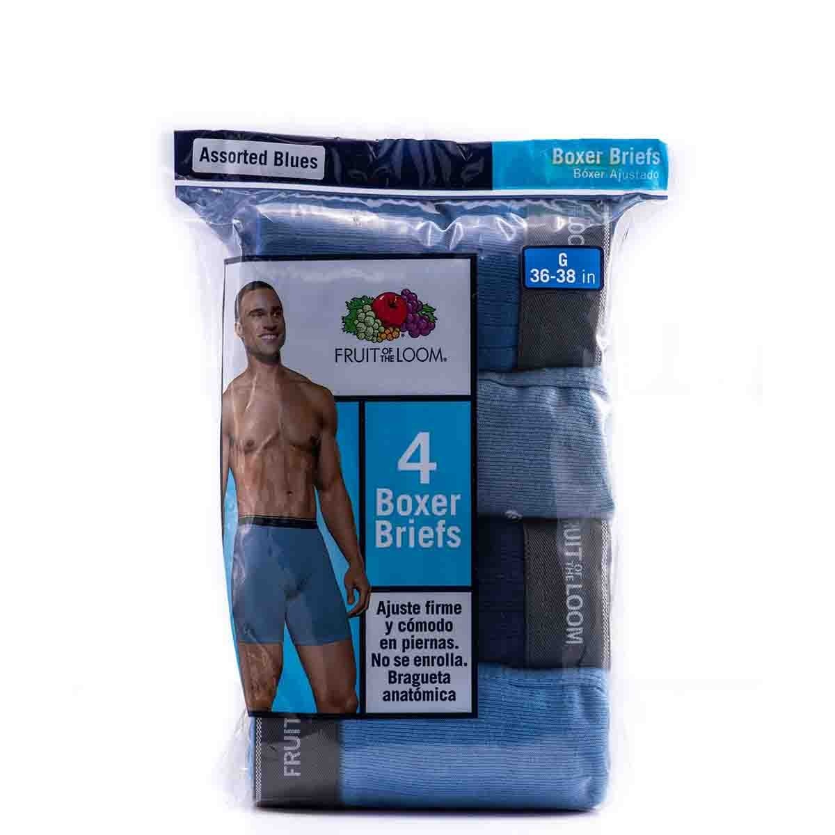 Bóxer Ajustado Blue Collection en Tonos Azules para Hombre. Paquete de 4 Fruit Of The Loom