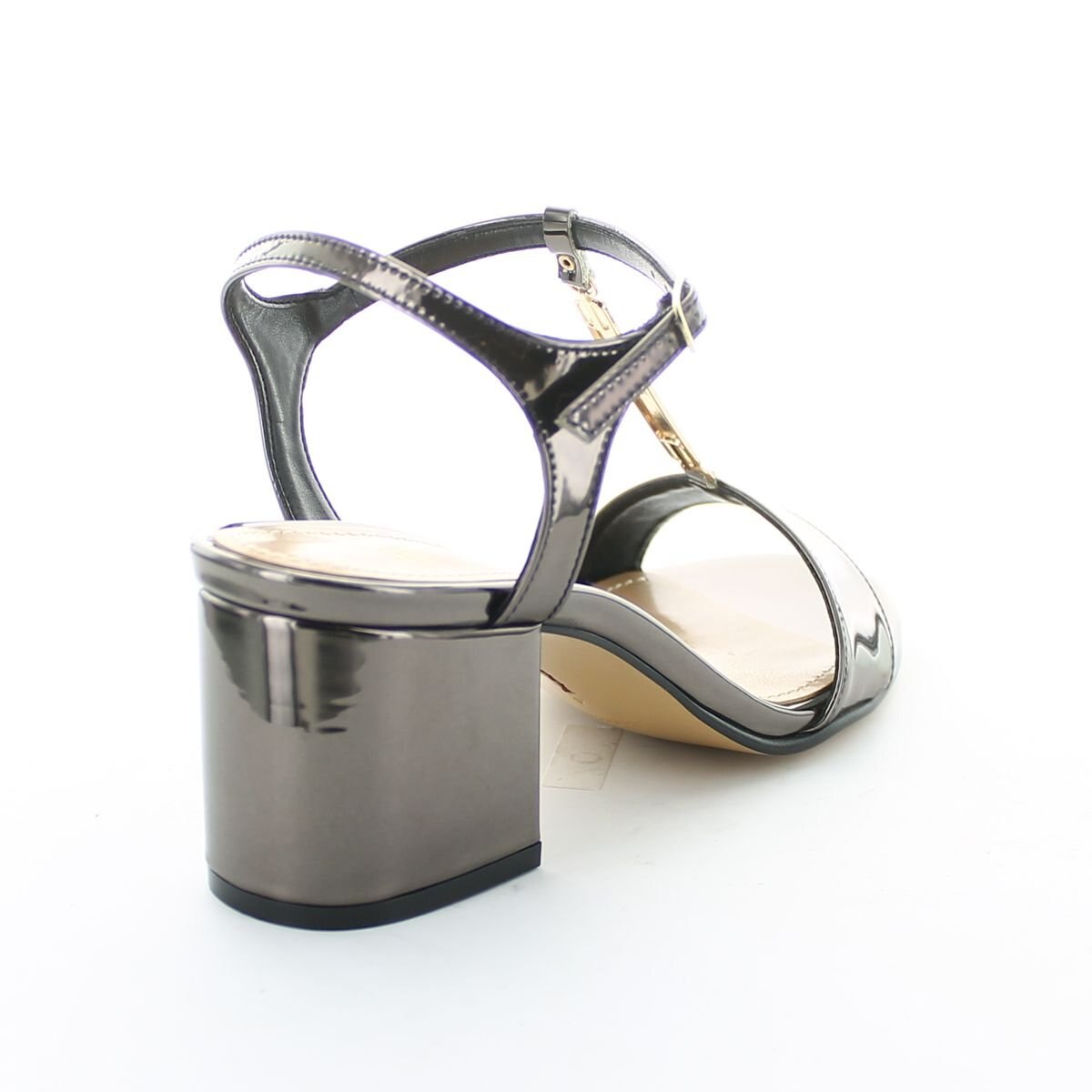 Sandalia Plateada Tacón Bajo con Pulsera Gillio