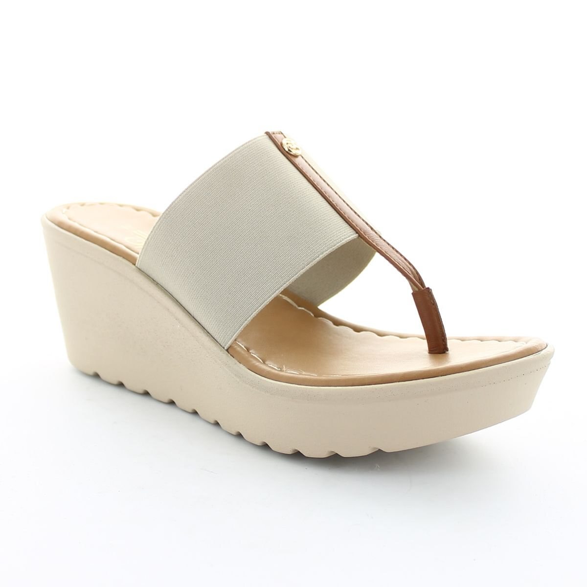 Sandalia Beige Pata de Gallo con Plataforma Gillio