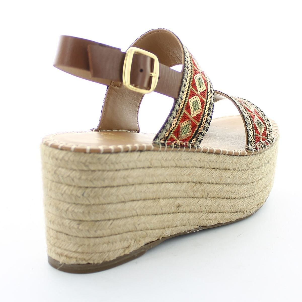 Sandalia con Bordado Doble Plataforma Yute Gillio
