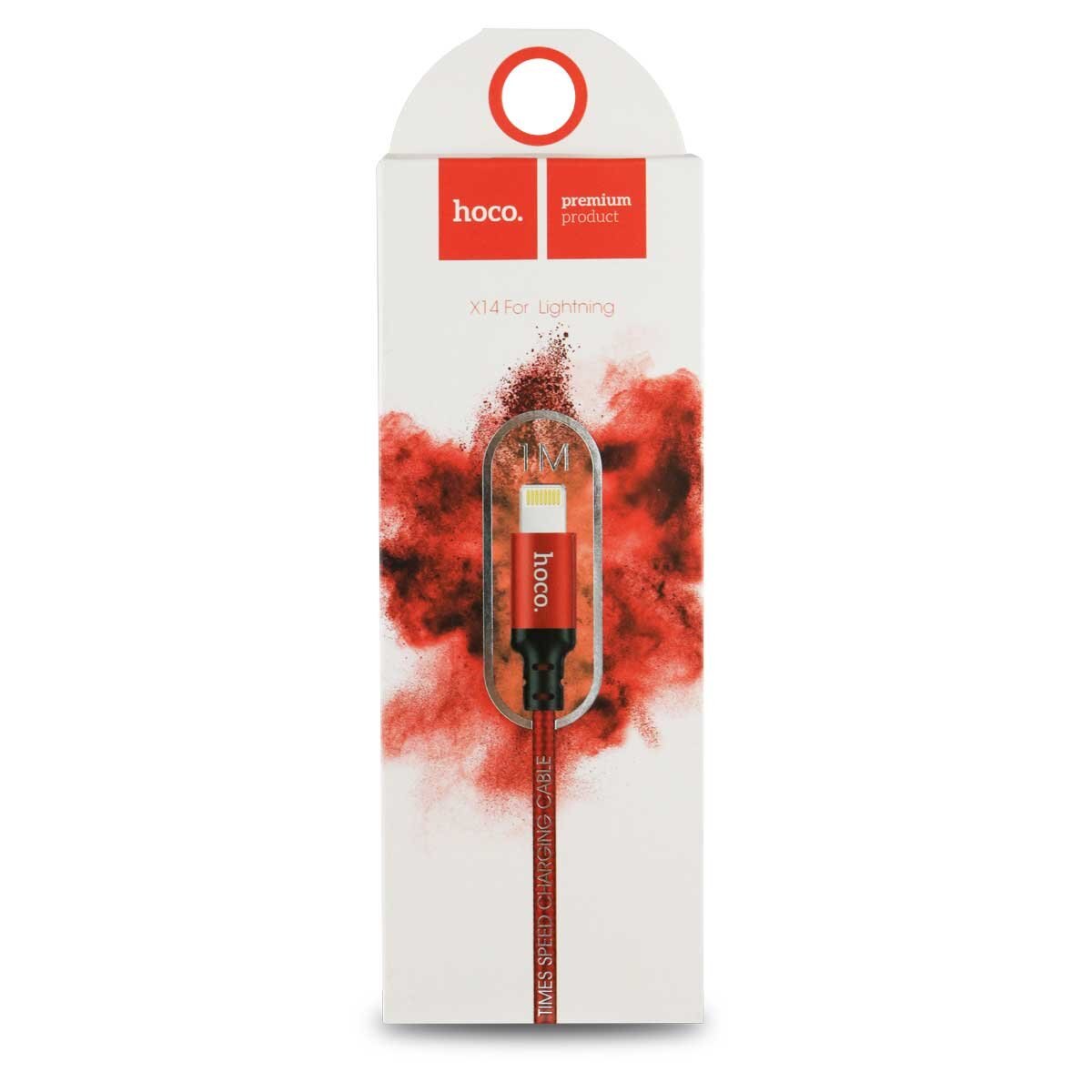 Cable 1 M Iphone 5, 6, 7, 8, X X14 Rojo/negro Hoco