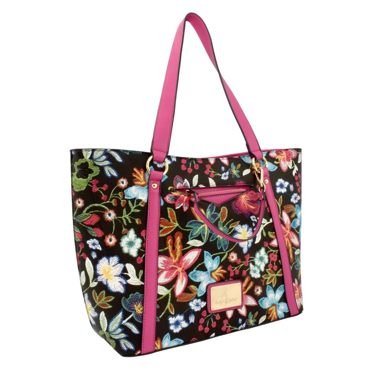 Bolso Tote en Color Negro con Textura Florar Baby Phat
