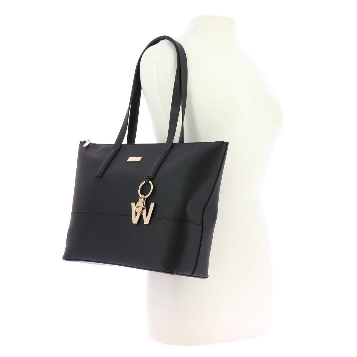 Bolsa Tote Negro con Charm Decorativo Westies