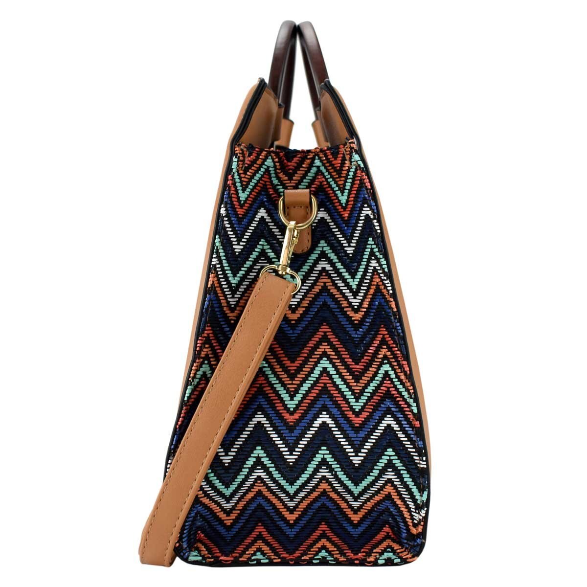Bolso Satchel Color Camel con Asa Rígida Baby Phat