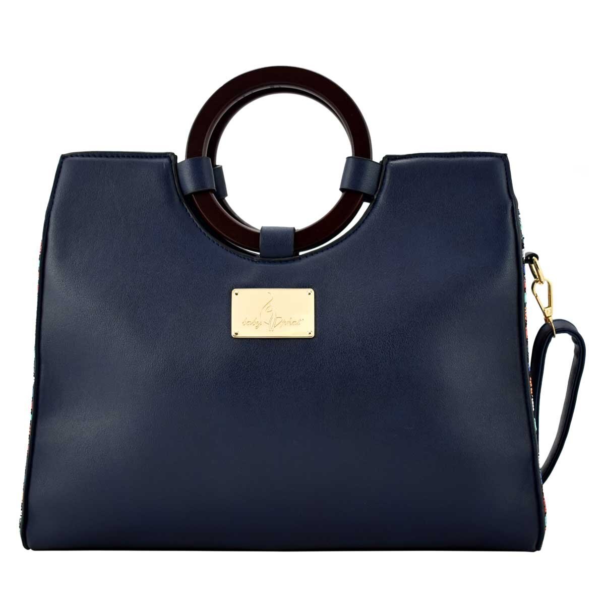 Bolso Satchel Color Azul Marino con Asa Rígida Baby Phat