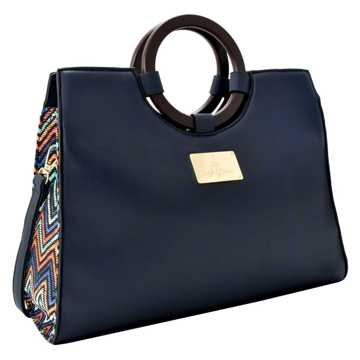 Bolso Satchel Color Azul Marino con Asa Rígida Baby Phat
