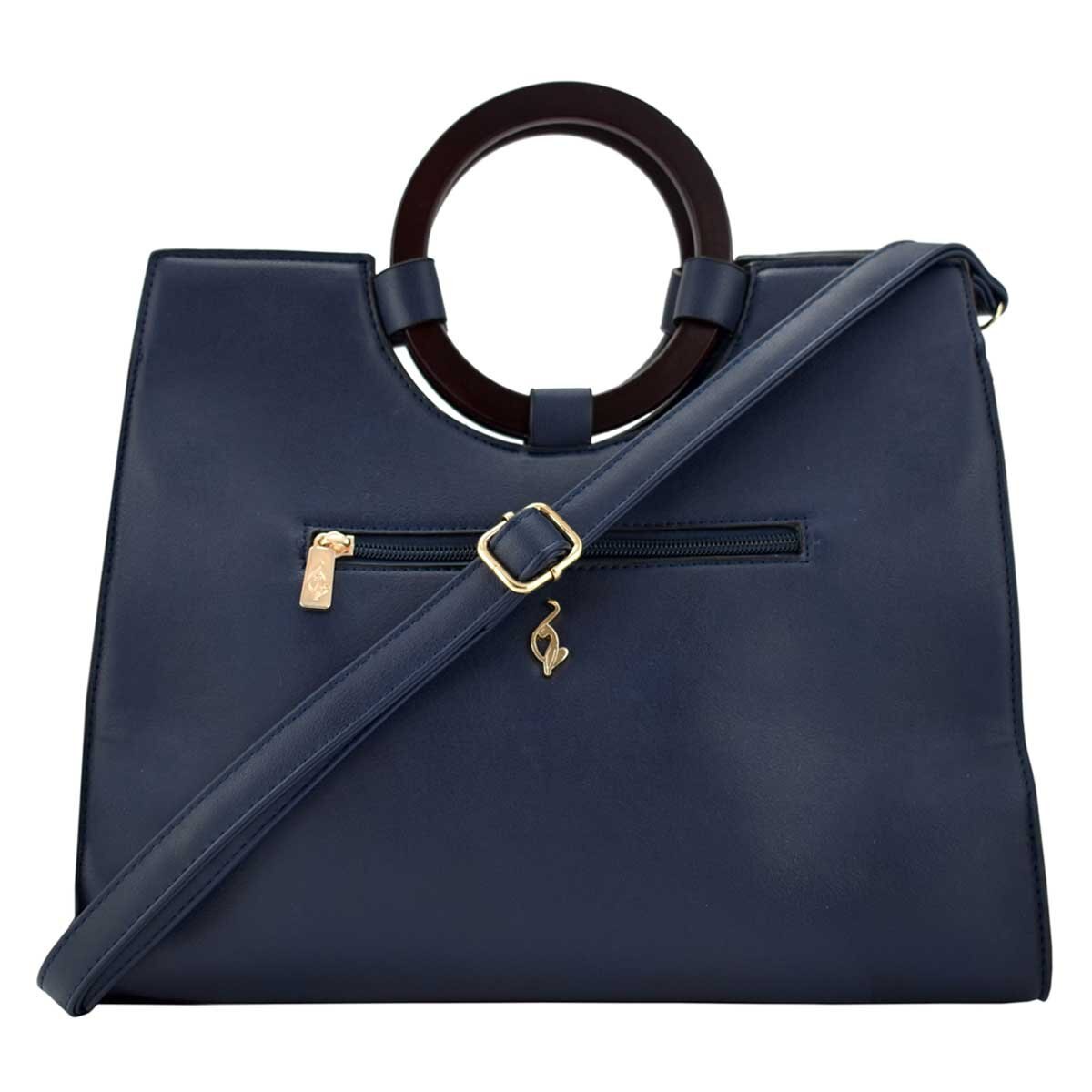 Bolso Satchel Color Azul Marino con Asa Rígida Baby Phat
