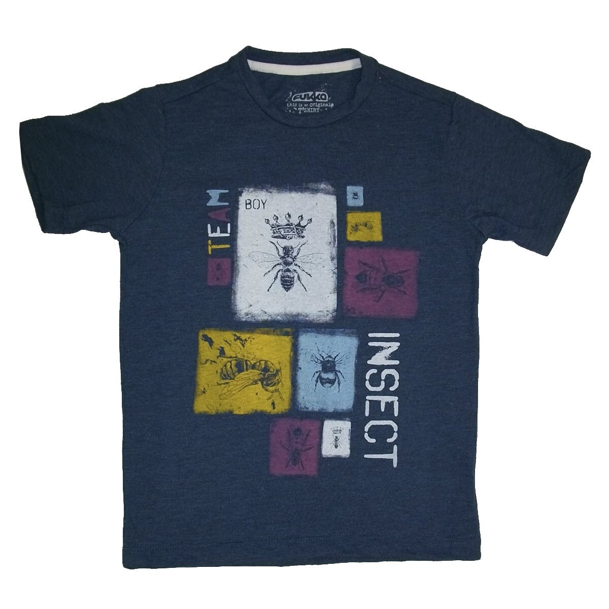 Playera Manga Corta con Cuello Redondo Estamapada Color Azul Fukka