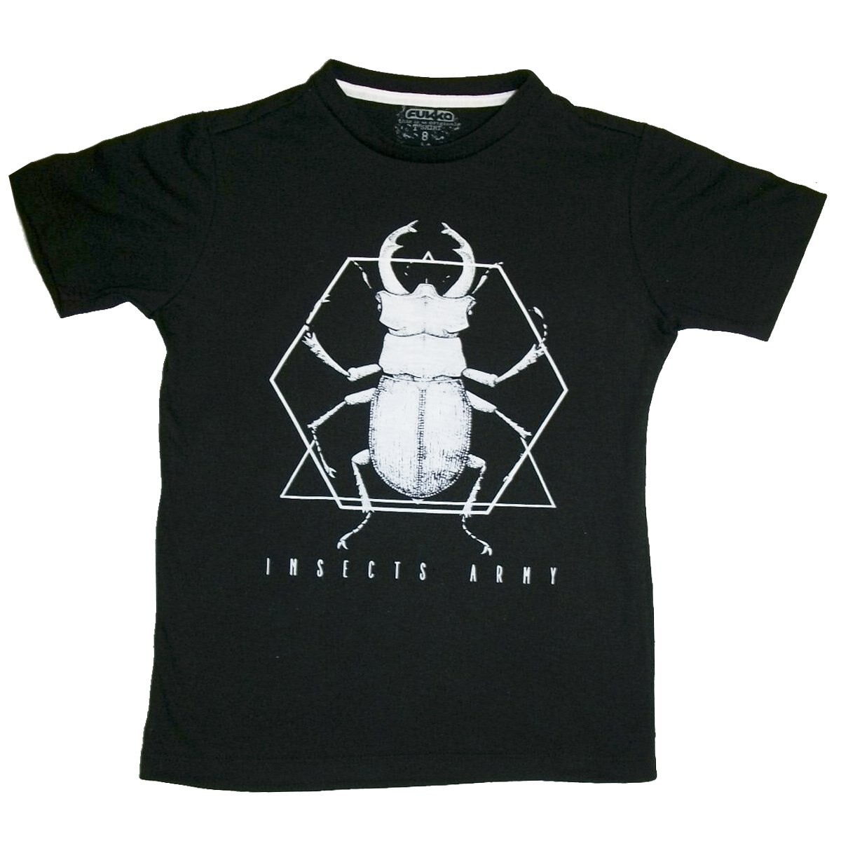Playera Manga Corta con Cuello Redondo Estamapada Color Negro Fukka para Niño