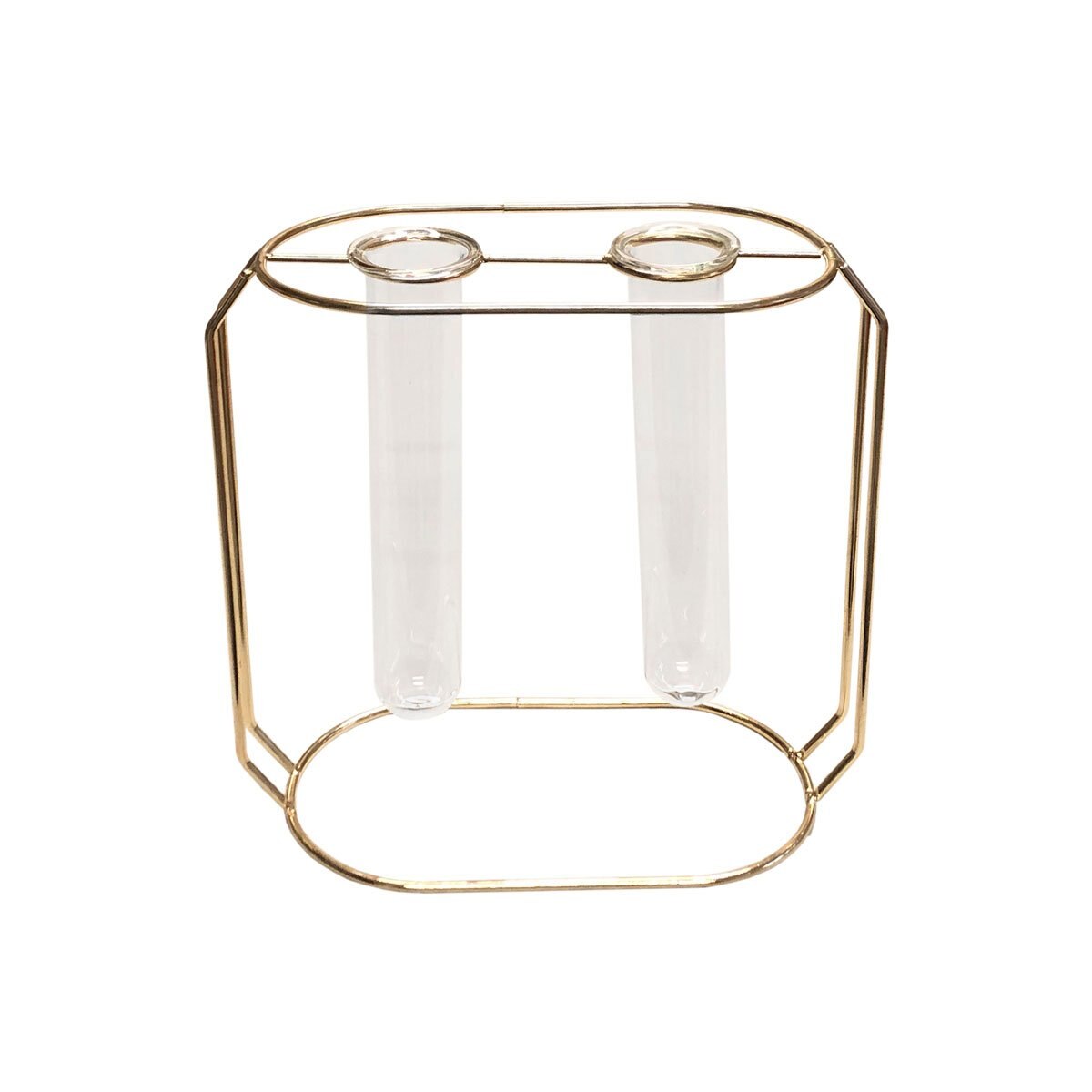 Home Nature Florero de Vidrio Transparente con Dorado