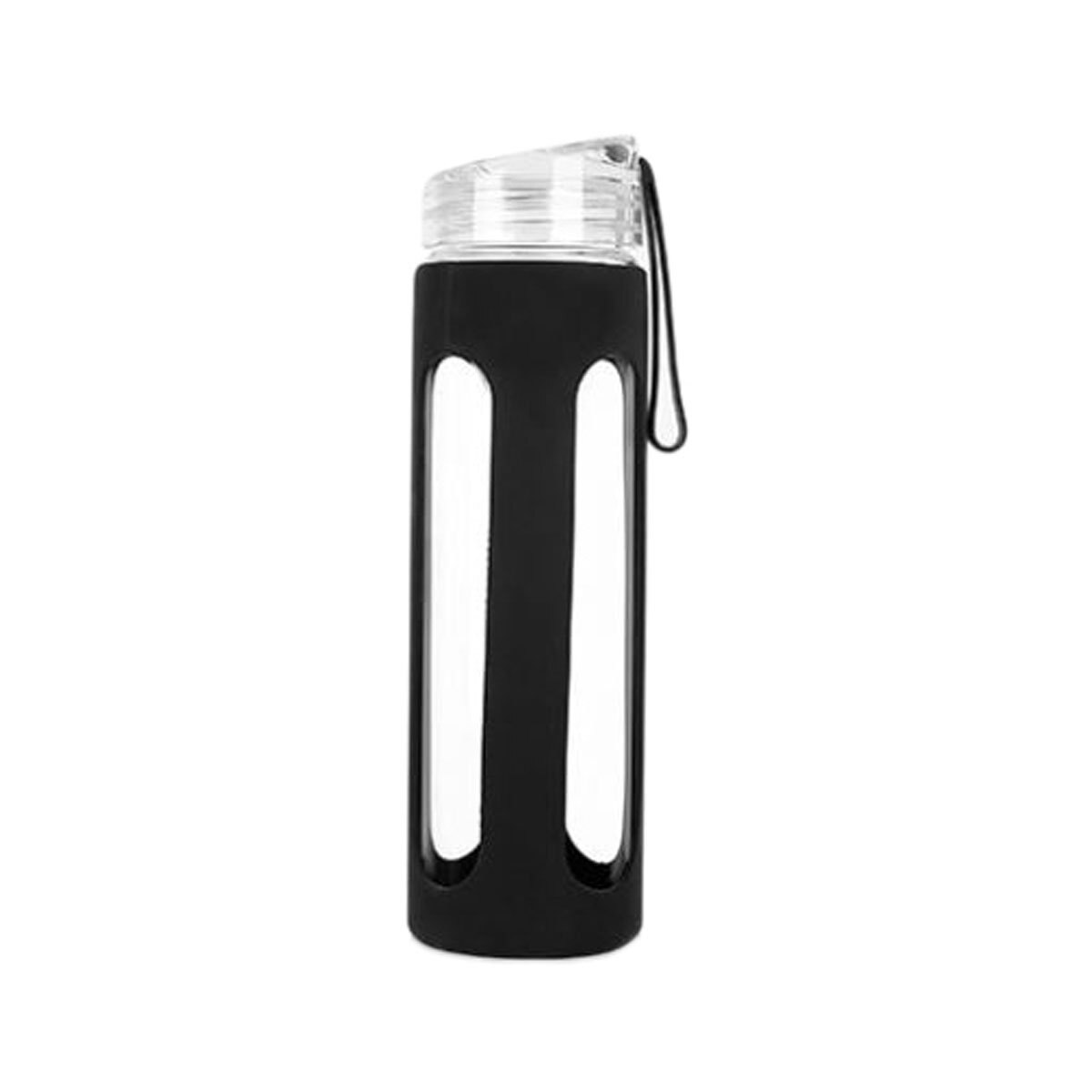 Home Nature Cilindro de Vidrio 600 Ml Líneas Negro