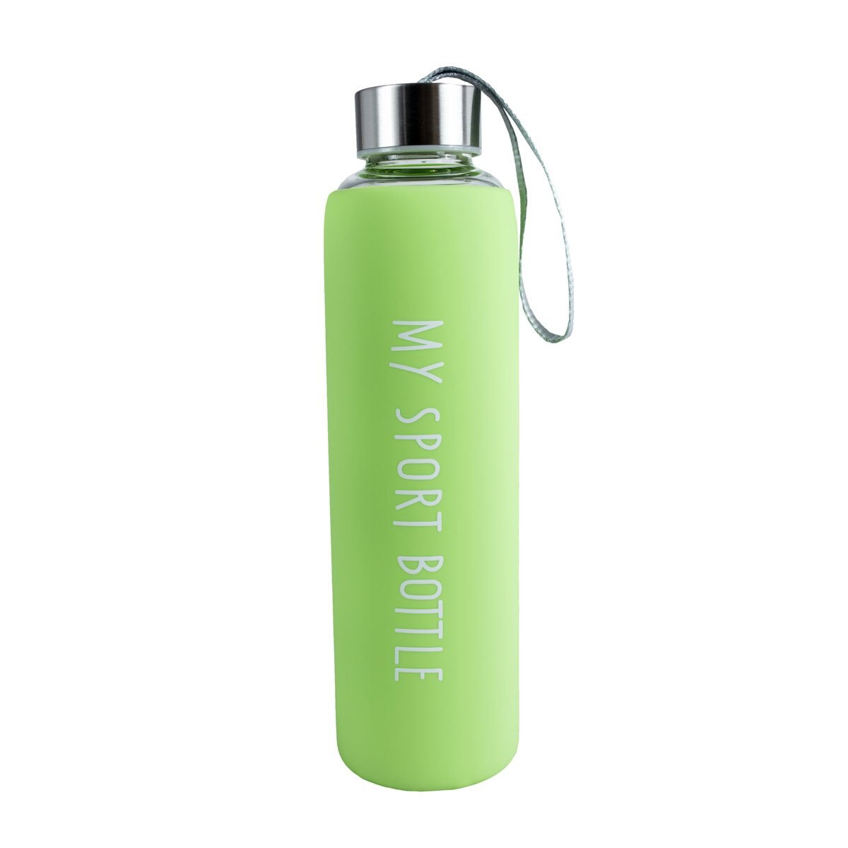 Home Nature Cilindro de Vidrio 550 Ml con Silicón Verde