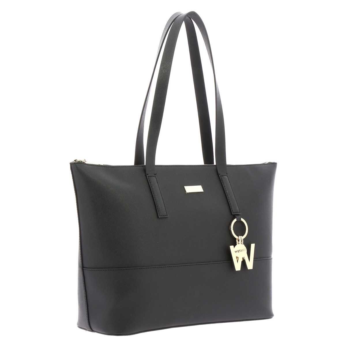 Bolsa Tote Negro con Charm Decorativo Westies