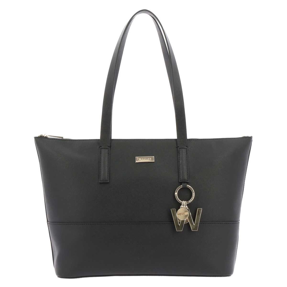 Bolsa Tote Negro con Charm Decorativo Westies