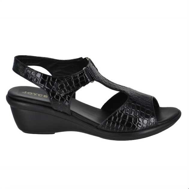 Sandalia Negra en T con Ajuste Velcro Joyce