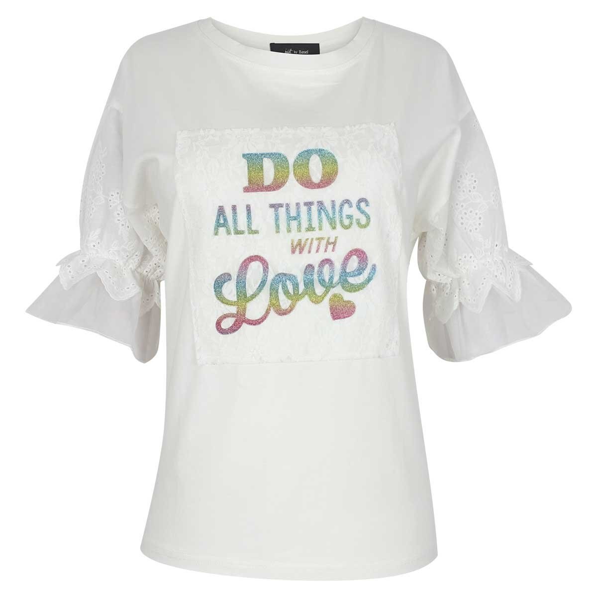 Blusa Manga 3/4 Escote Redondo Estampado Letras Just By Basel