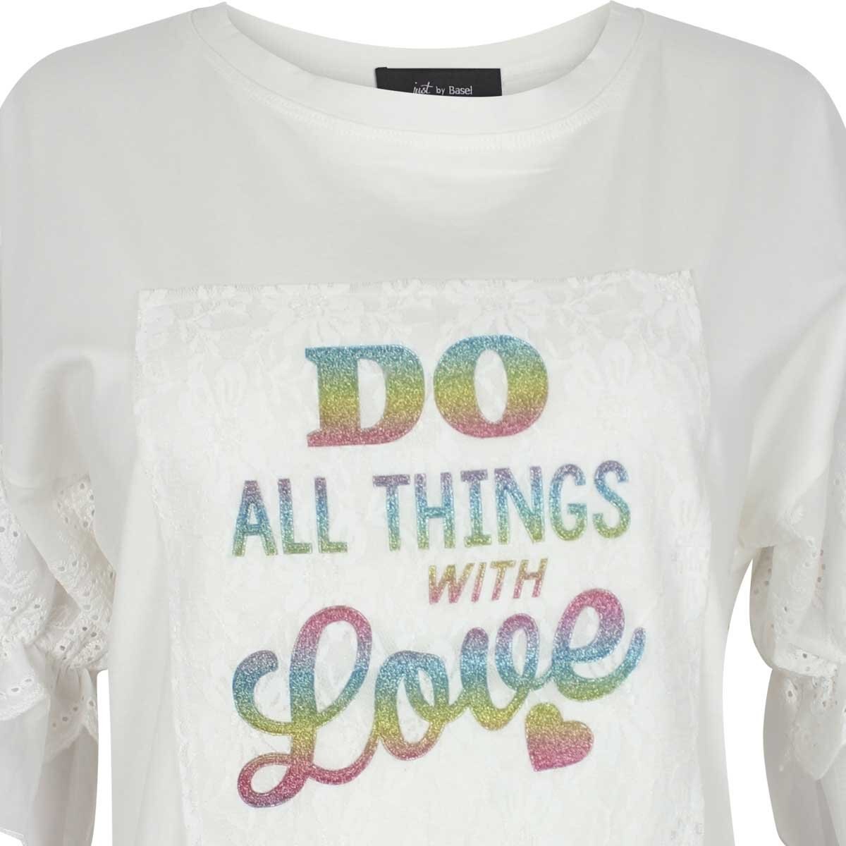 Blusa Manga 3/4 Escote Redondo Estampado Letras Just By Basel