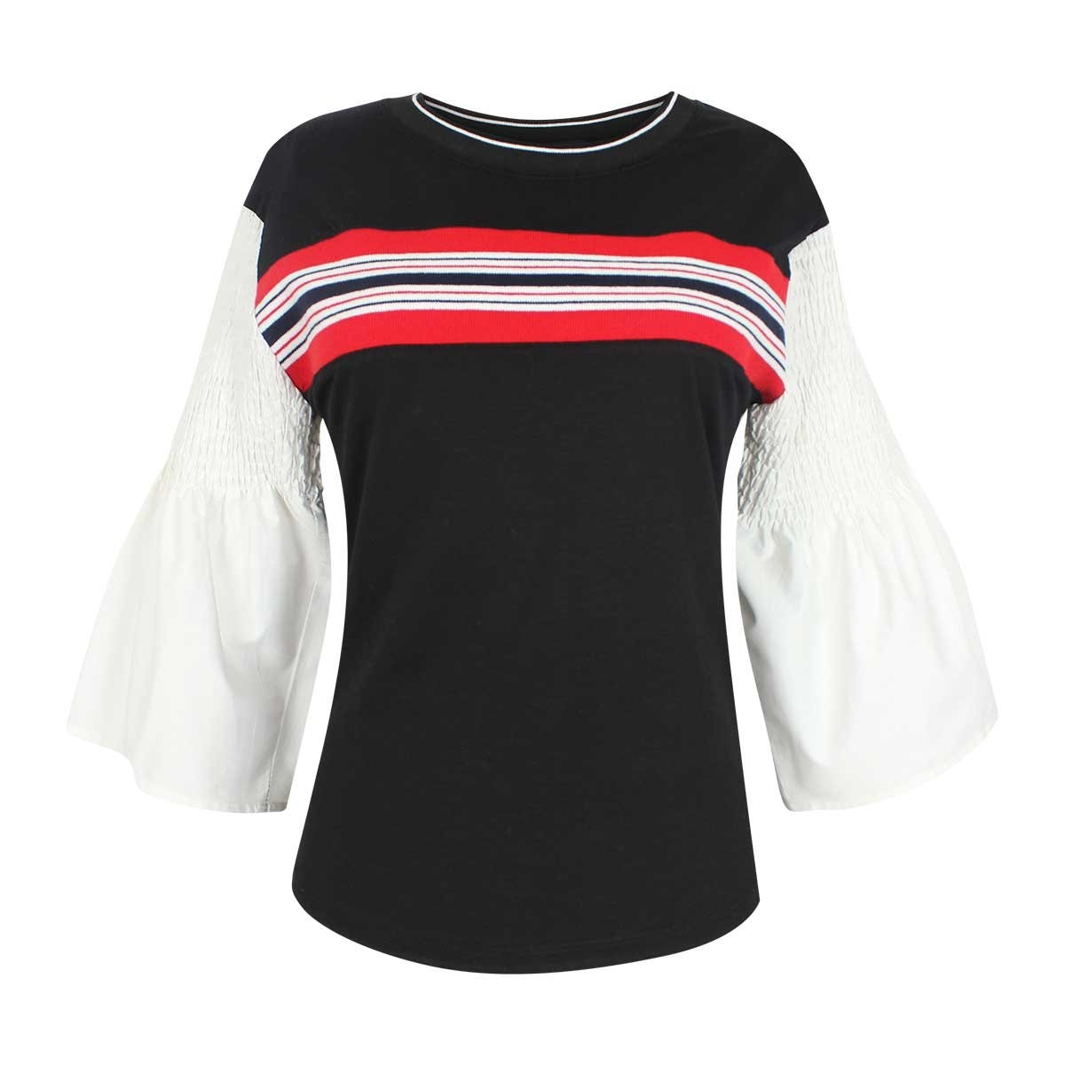 Blusa Manga 3/4 Escote Redondo con Franja de Rayas Just By Basel