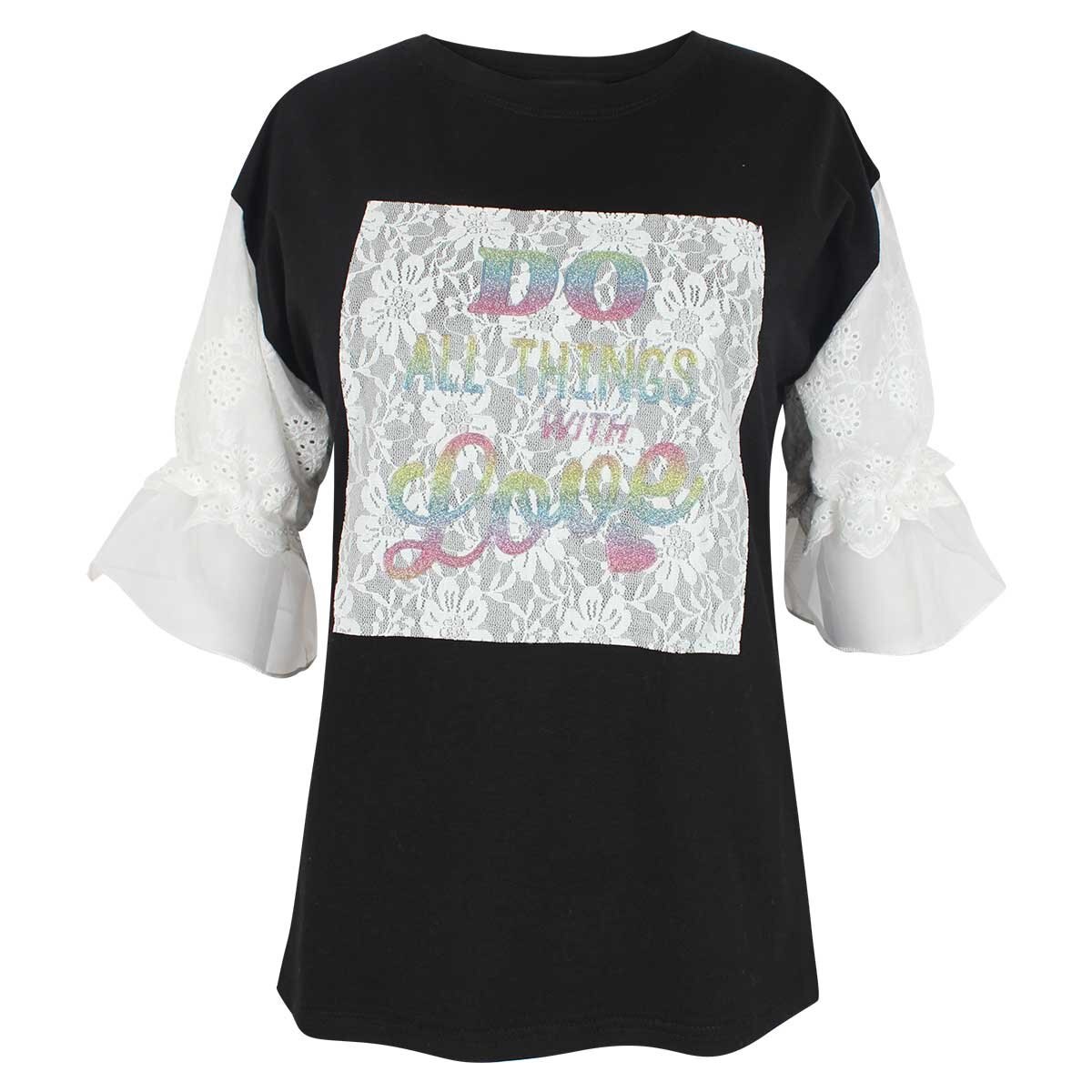 Blusa Manga 3/4 Escote Redondo Estampado Letras Just By Basel